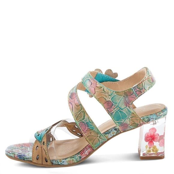 Spring Step L’ Artiste Women’s Casbelle Dried Flower Lucite Black Heel Sandal - Picture 9 of 10